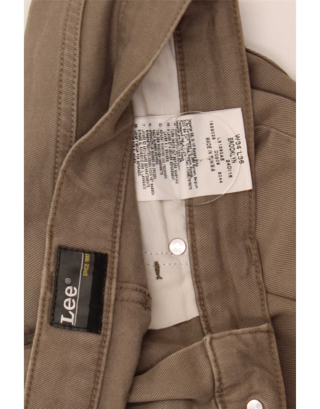 Vaqueros rectos Brooklyn para hombre Lee W34 L33 Algodón beige