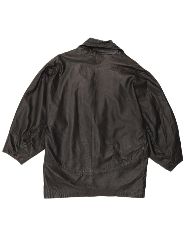 Vintage mujer chaqueta de cuero Reino Unido 16 cuero negro grande