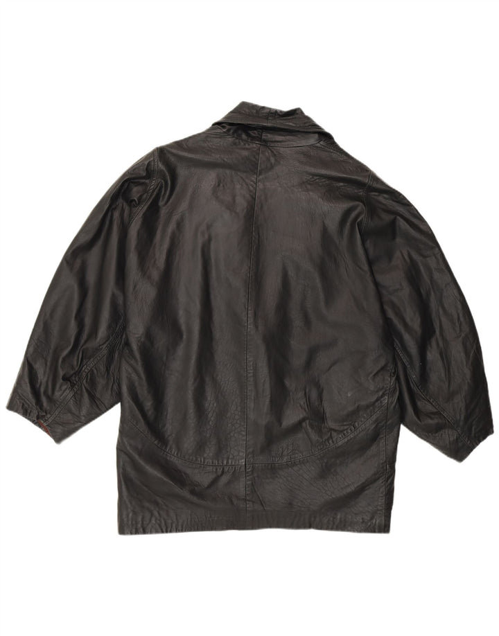 Vintage mujer chaqueta de cuero Reino Unido 16 cuero negro grande