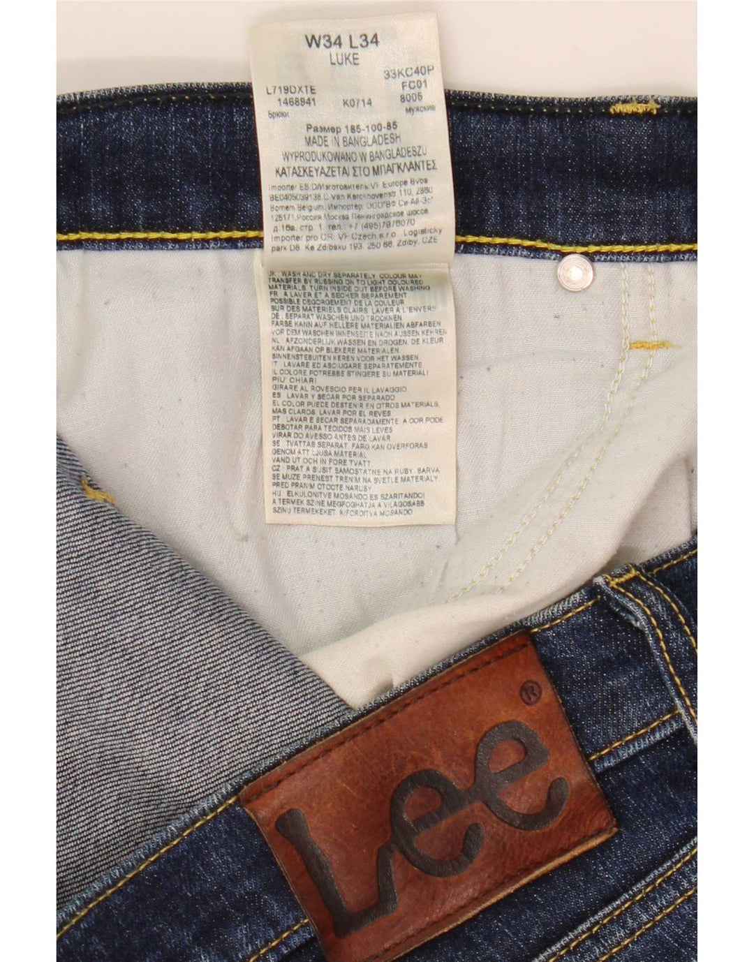 Lee Vaqueros ajustados Luke para hombre W34 L30 Algodón azul marino