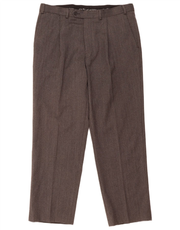 MARKS & SPENCER Pantalón de traje recto para hombre W36 L29 Lana gris