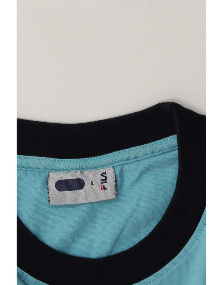 Fila Hombre Graphic Top Manga Larga Grande Azul Colorblock