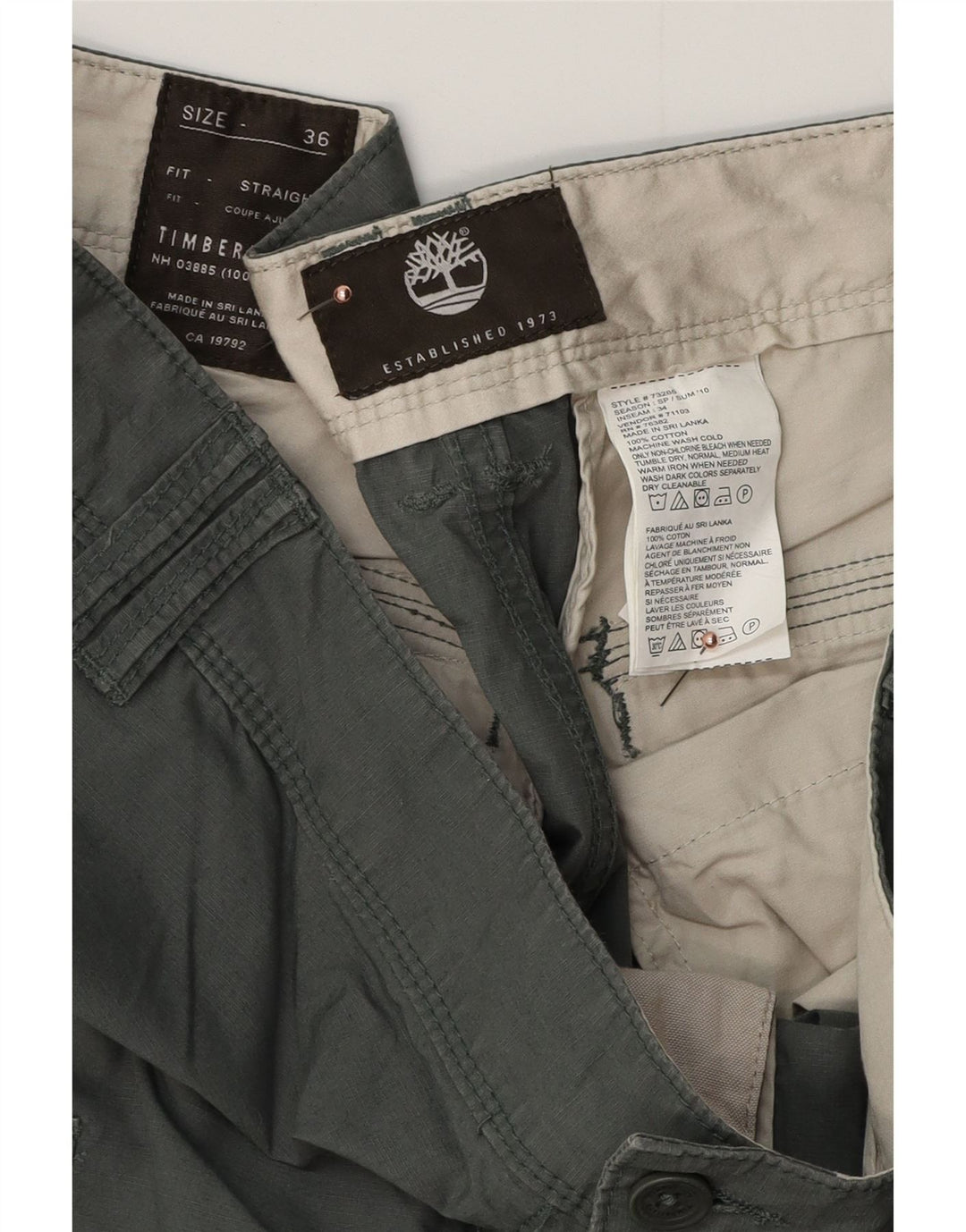 TIMBERLAND Pantalón cargo recto para hombre W36 L34 Algodón verde