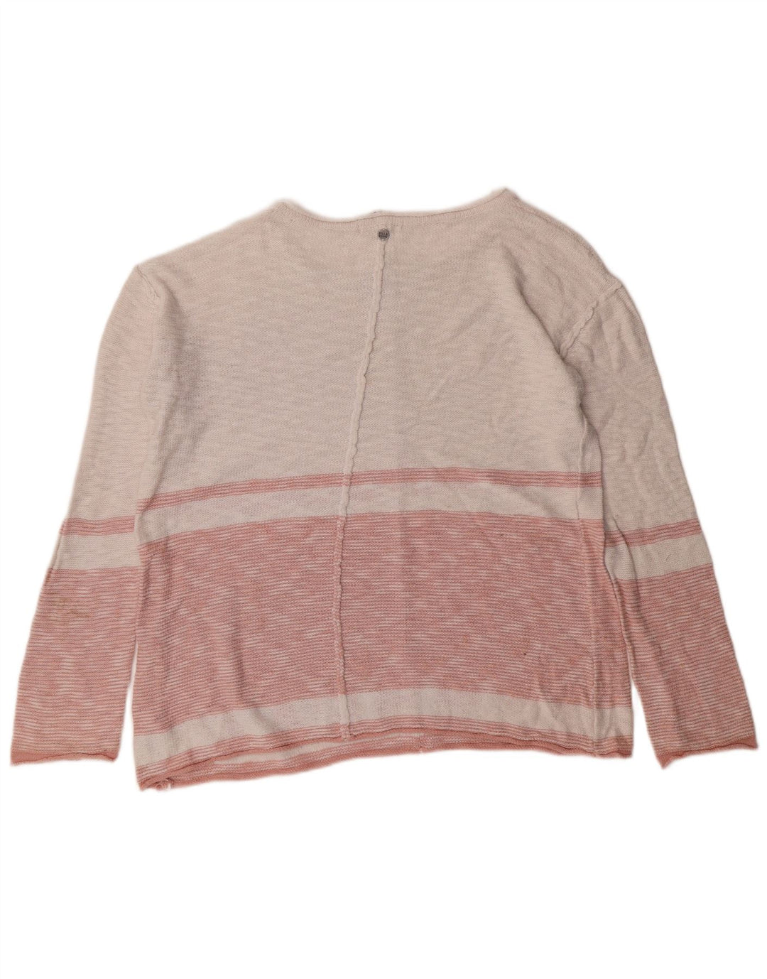 Billabong - Jersey para mujer con cuello barco, talla 10, algodón a rayas rosas pequeñas