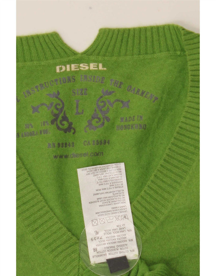 Diesel Hombre Jersey Con Cuello En V Jersey Grande De Algodón Verde