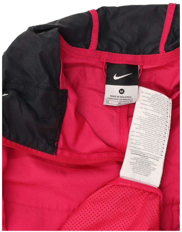 NIKE Womens Hooded Windbreaker Jacket UK 14 Medium Red Polyester