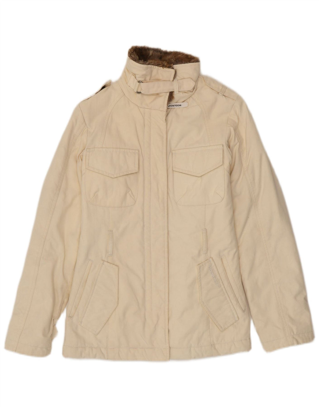 Woolrich Chaqueta militar para mujer UK 6 XS Beige Nylon