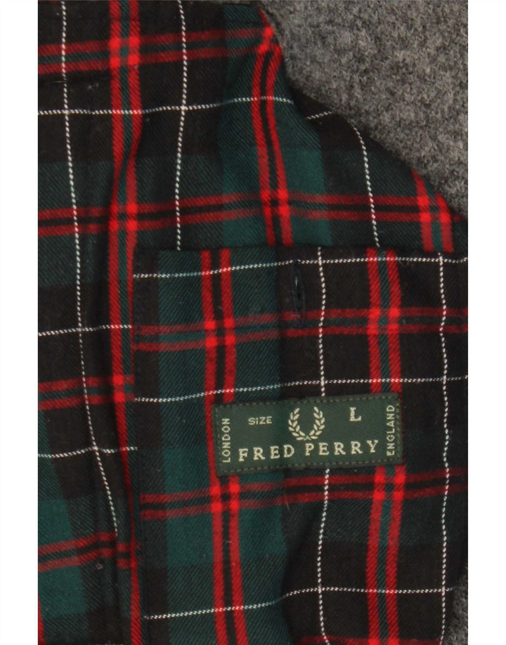 Fred Perry Chaqueta de punto para hombre, talla 40, lana gris grande