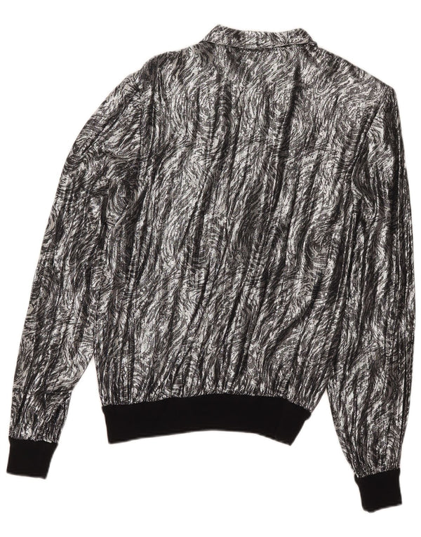 Vintage mujer patrón abstracto camisa blusa Reino Unido 16 plata grande