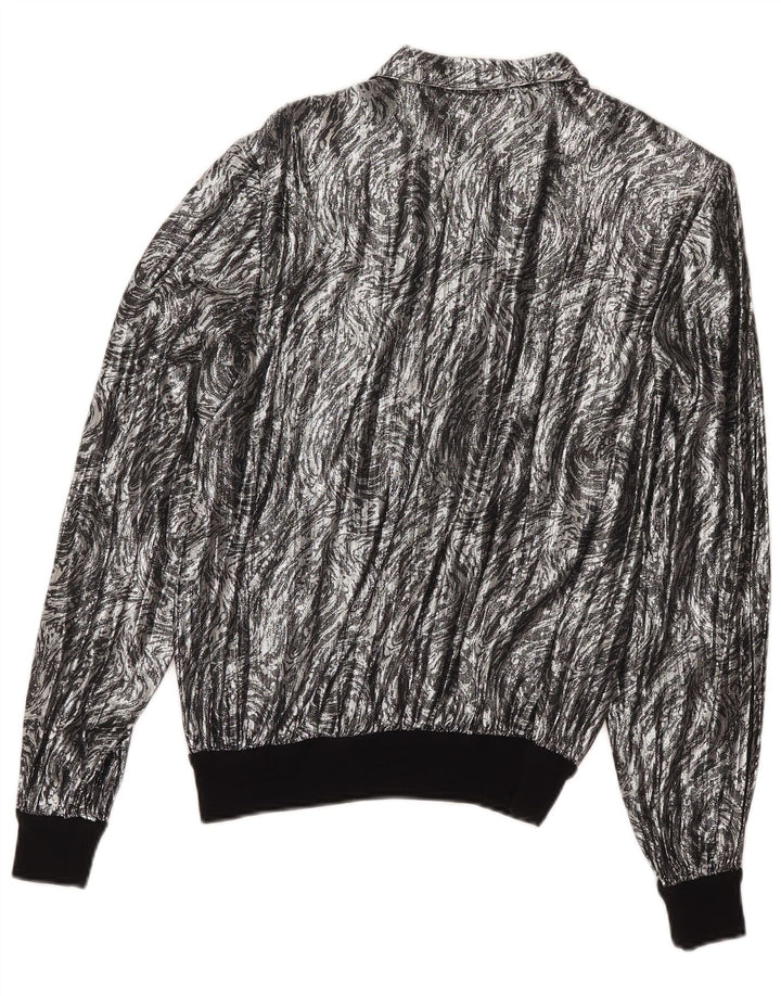 Vintage mujer patrón abstracto camisa blusa Reino Unido 16 plata grande
