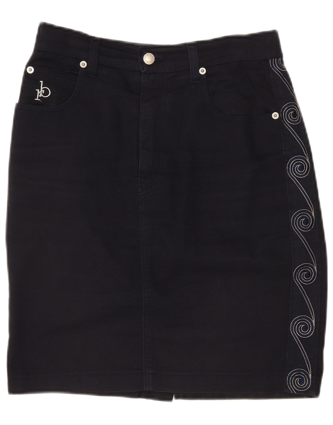 Roccobarocco Falda lápiz para mujer IT 44 Medium W28 Azul marino Geométrico