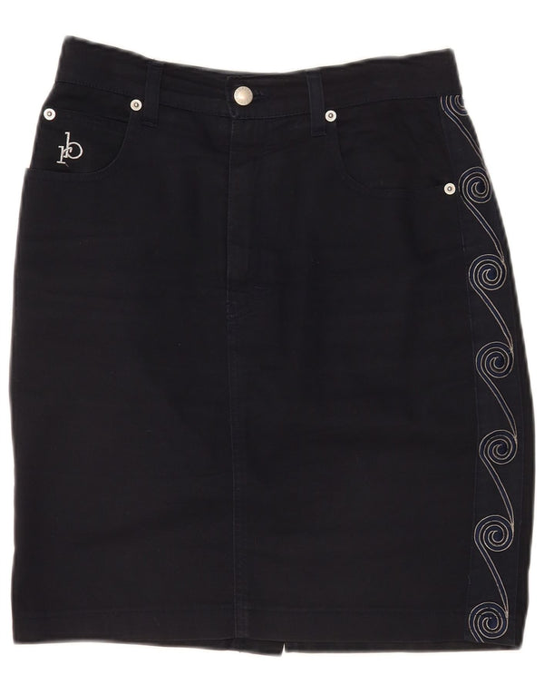 Roccobarocco Falda lápiz para mujer IT 44 Medium W28 Azul marino Geométrico