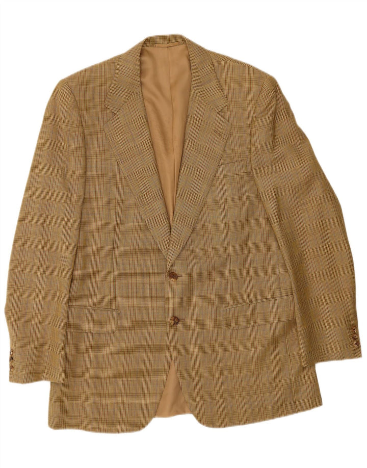 Gieves & Hawkes Chaqueta tipo blazer de 2 botones para hombre UK 42 XL Lana de pata de gallo marrón