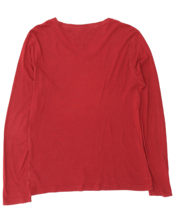 Tommy Hilfiger Camiseta de manga larga para hombre UK 14 Algodón burdeos medio