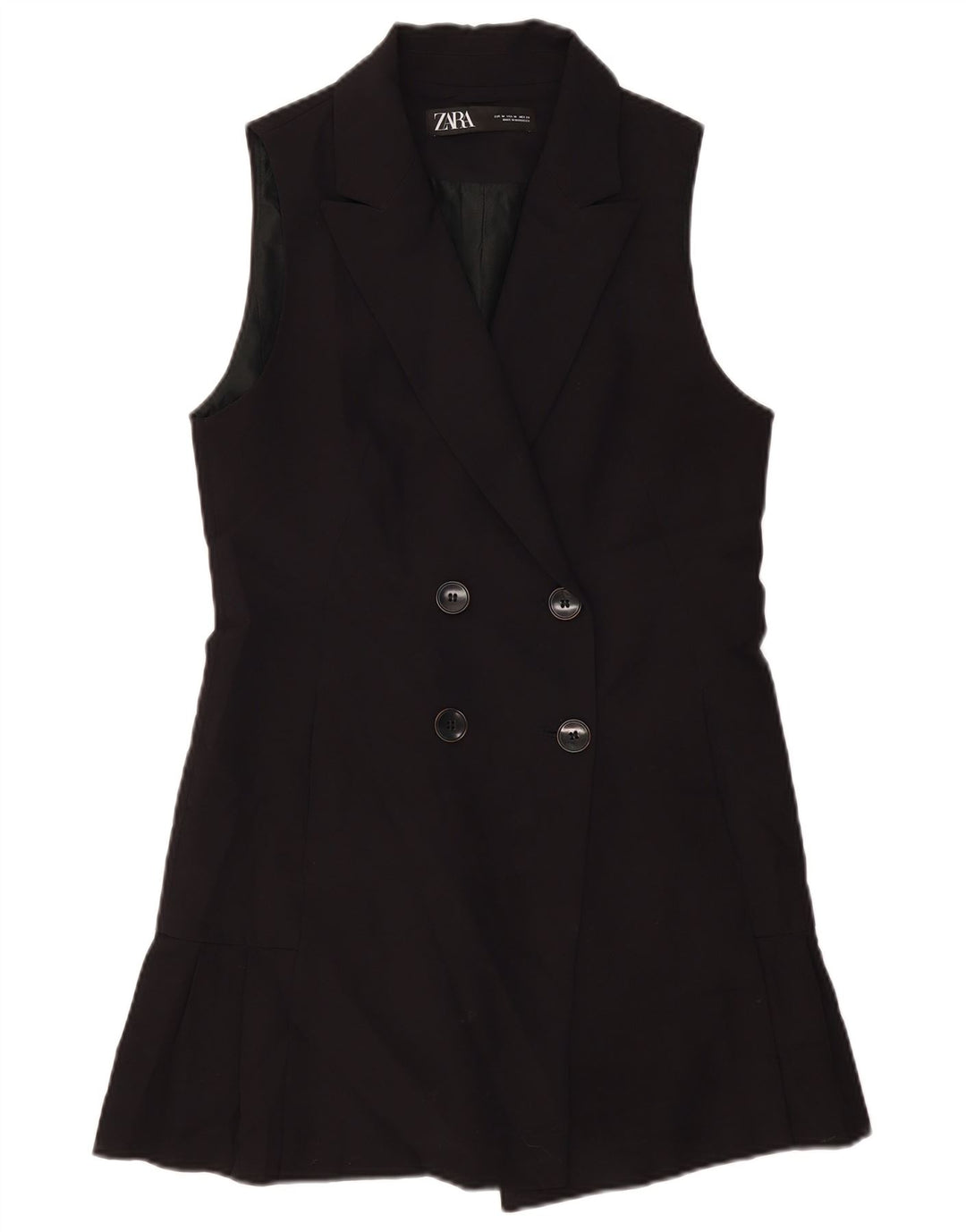Zara Mujer Abrigo Sin Mangas De Doble Botonadura UK 42 Medium Negro