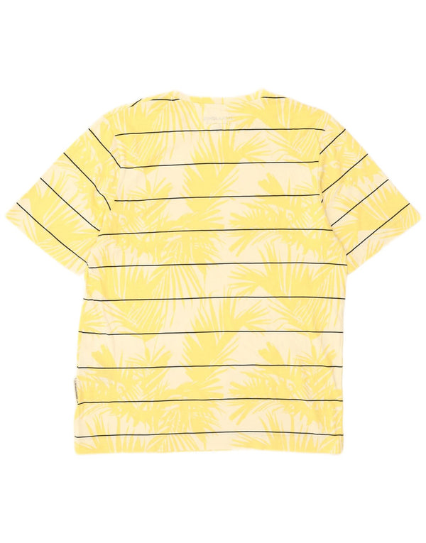 Jack & Jones Hombre Camiseta Top Small Amarillo Rayas Algodón Hawaiano