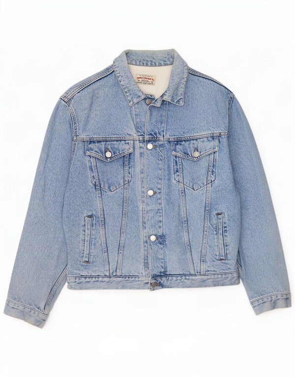 Chaqueta vaquera vintage para hombre UK 40 Algodón azul grande