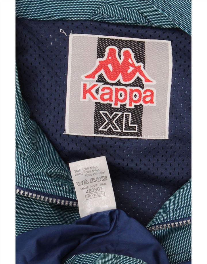KAPPA Chaqueta impermeable con capucha gráfica para hombre UK 42 XL Nylon azul