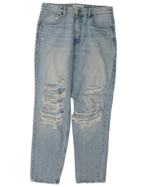 Zara Jeans Cónicos Desgastados para Mujer EU 40 Medium W30 L27 Algodón Azul