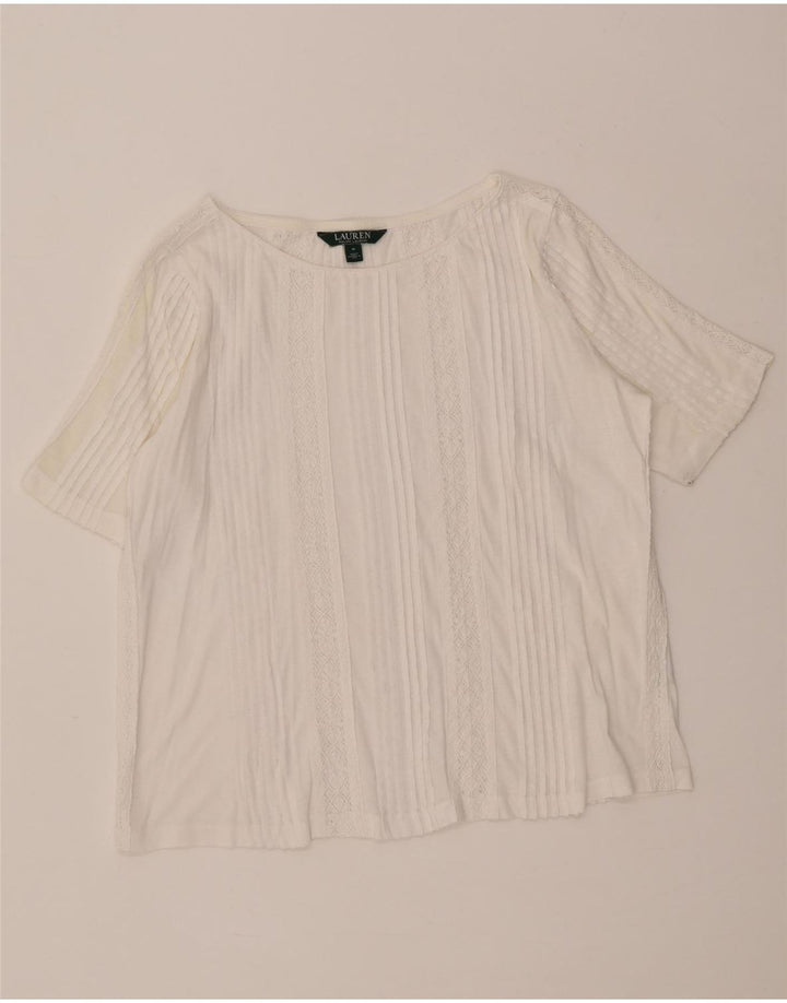 Ralph Lauren Blusa para Mujer Top UK 14 Medio Blanco
