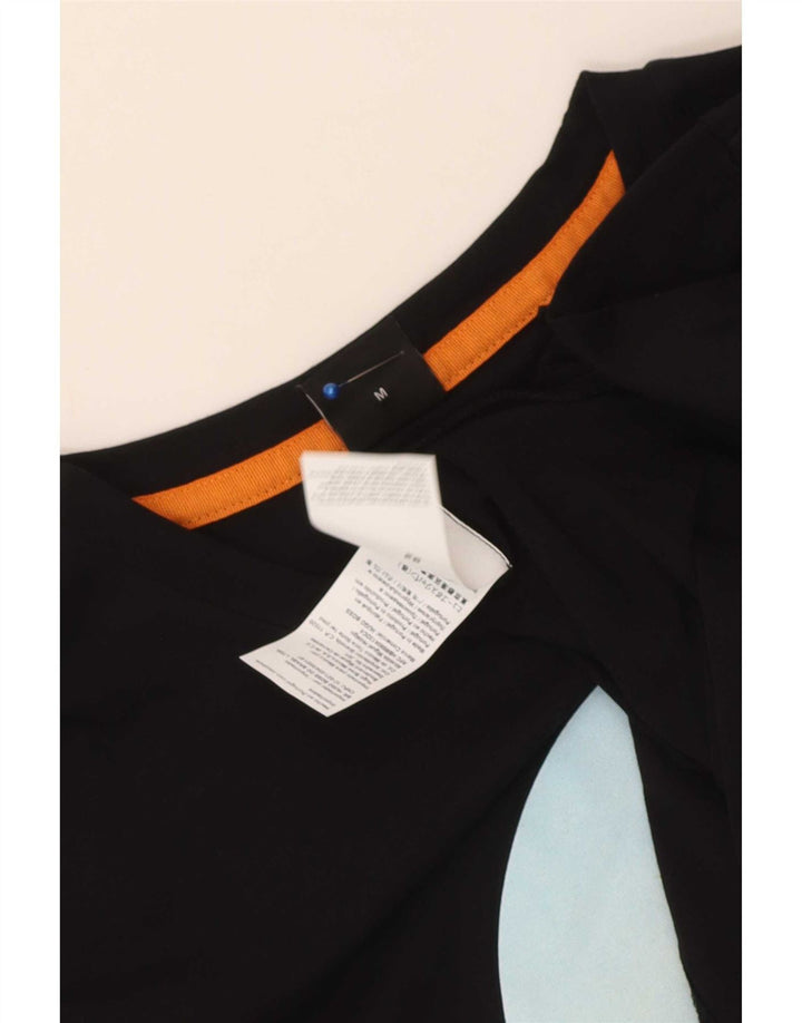 Hugo Boss Hombre Camiseta Gráfica Top Medio Algodón Negro