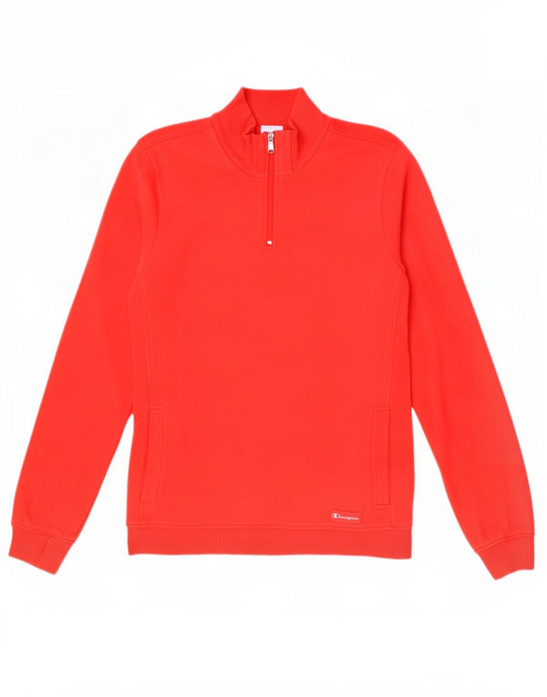 Champion Sudadera con cuello y cremallera para mujer UK 14 Medium Red Cotton