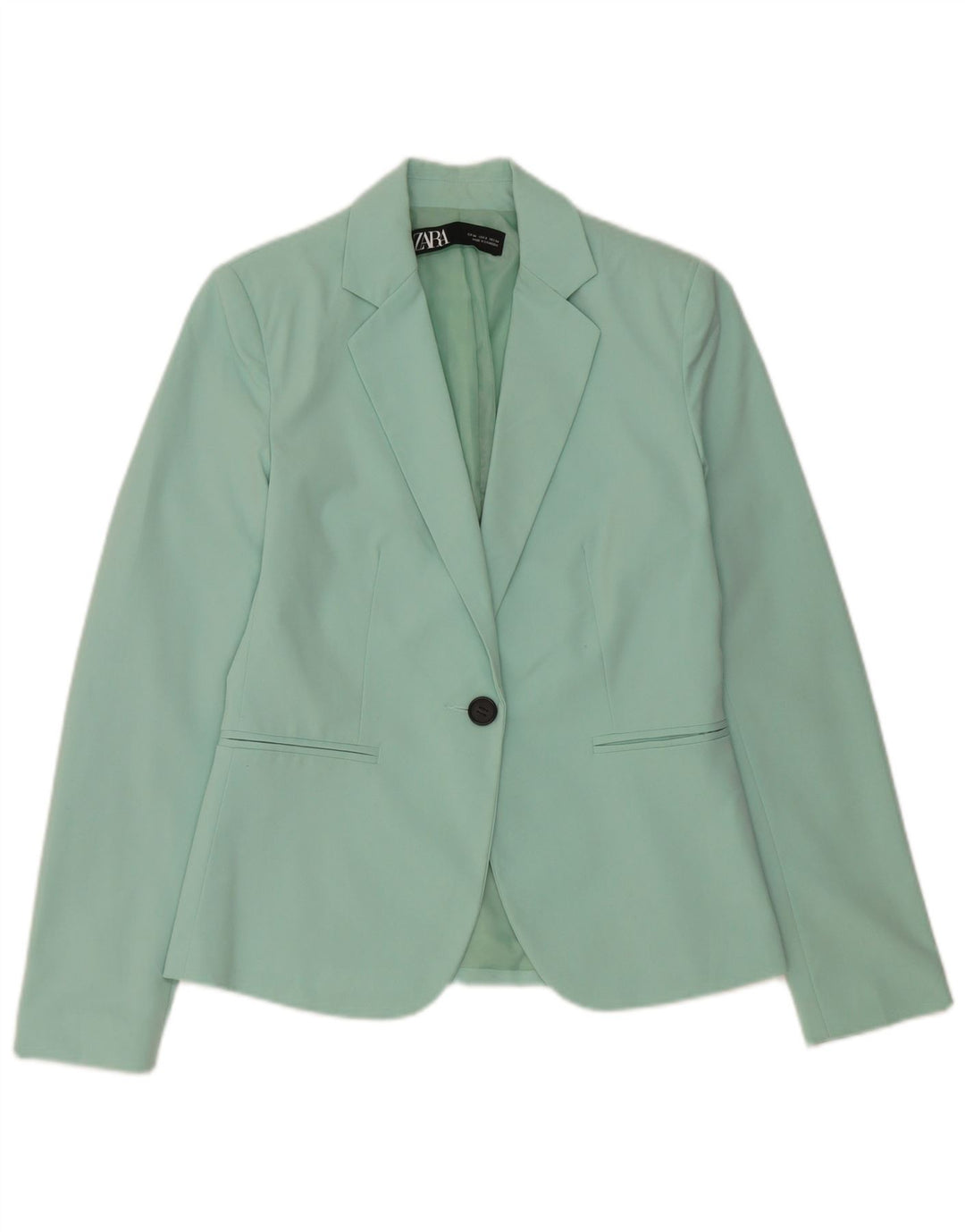 Zara Mujer Chaqueta Blazer De 1 Botón EU 34 2XS Poliéster Turquesa