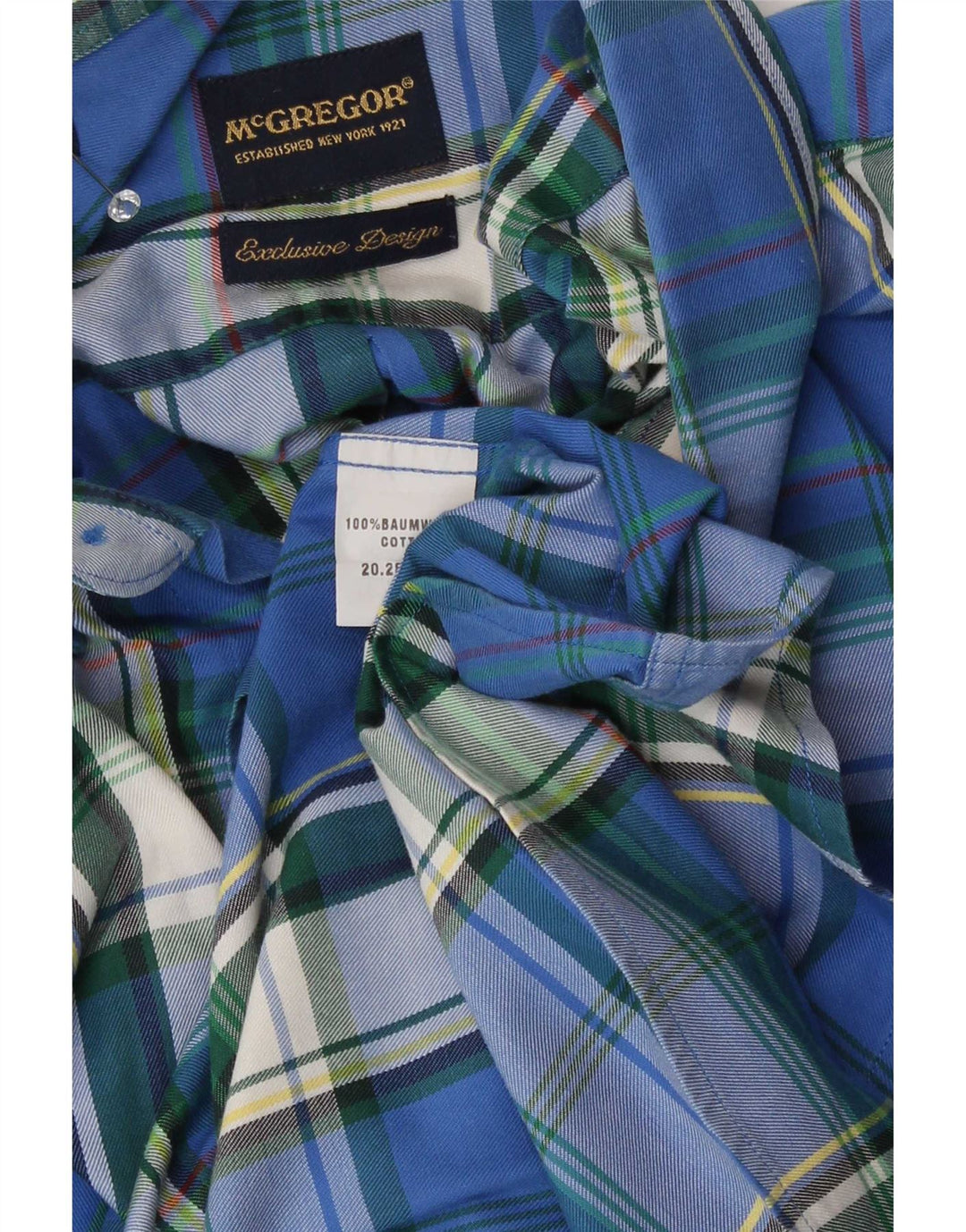 McGregor Camisa para hombre Algodón a cuadros azul medio