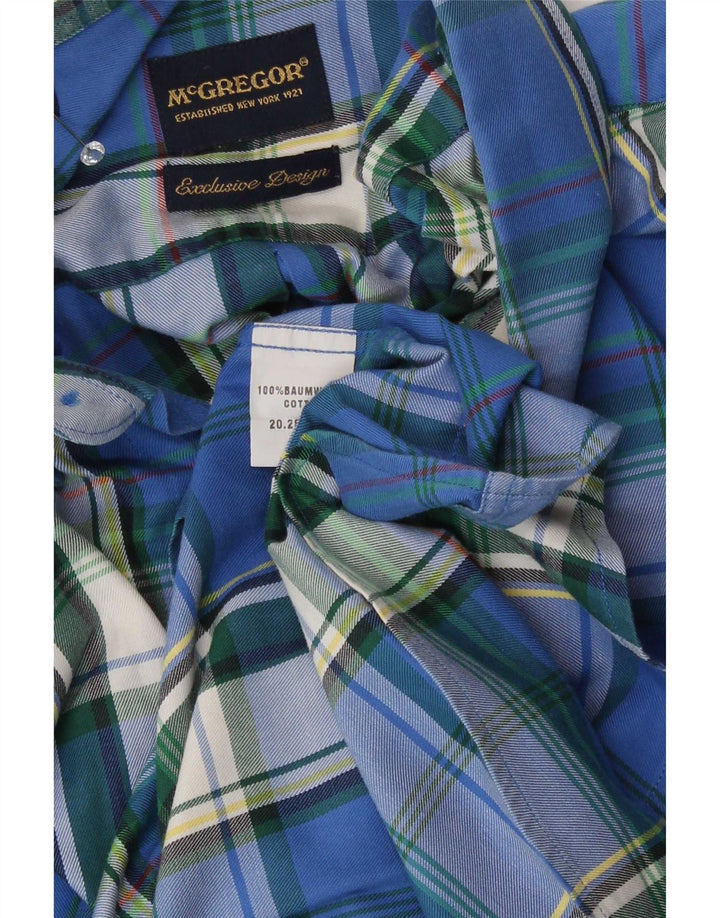McGregor Camisa para hombre Algodón a cuadros azul medio