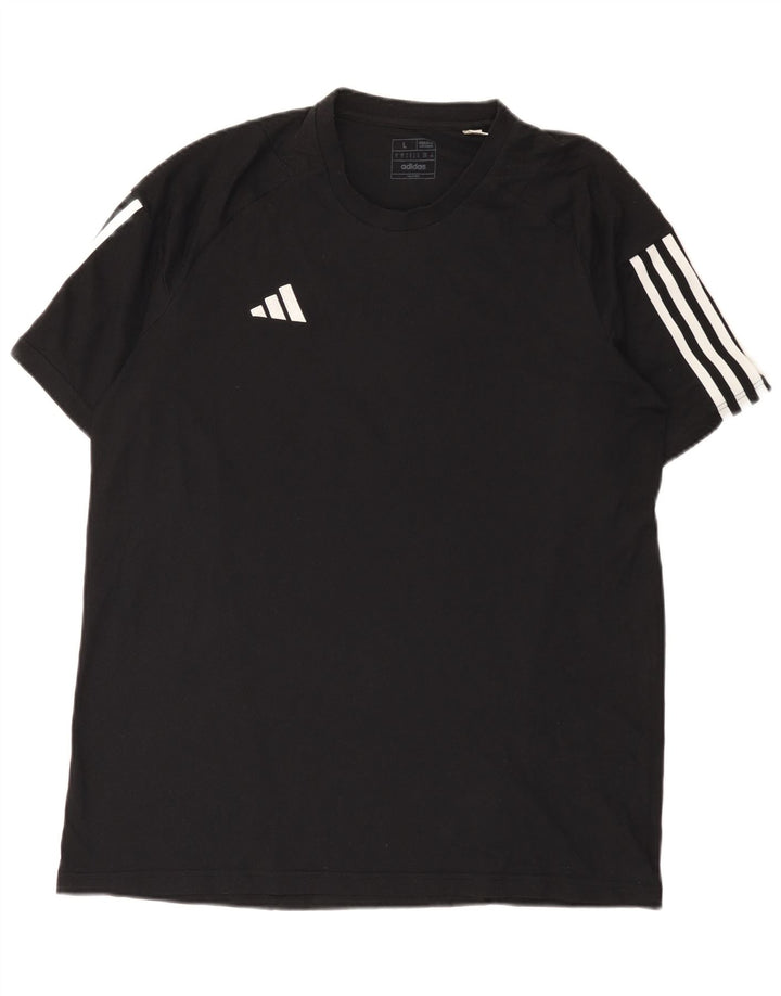 Adidas - Camiseta de corte regular para hombre, talla grande, algodón negro