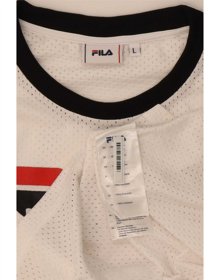 Fila Camiseta gráfica para mujer Top UK 46 Grande Poliéster blanco