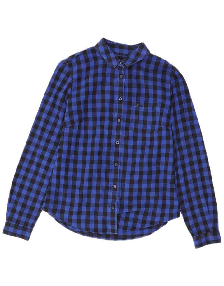 Jack Wills Camisa de franela de manga larga para mujer UK 8 Small Blue Check