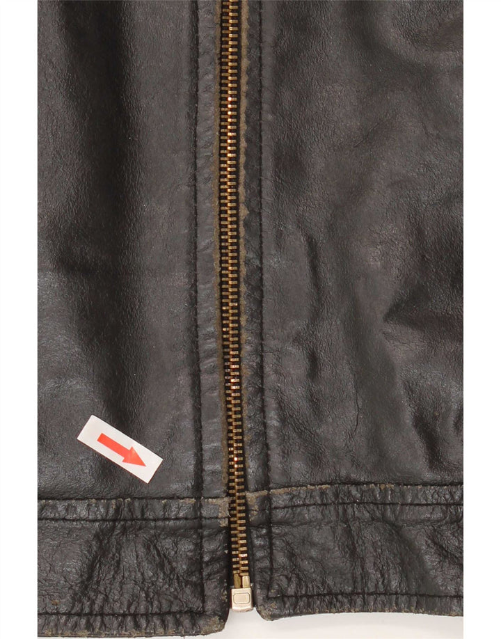 Chaqueta de cuero vintage para mujer IT 50 XL Negro
