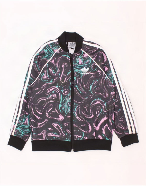 Adidas - Chaqueta de chándal con estampado abstracto para niña, 2-3 años, multicolor