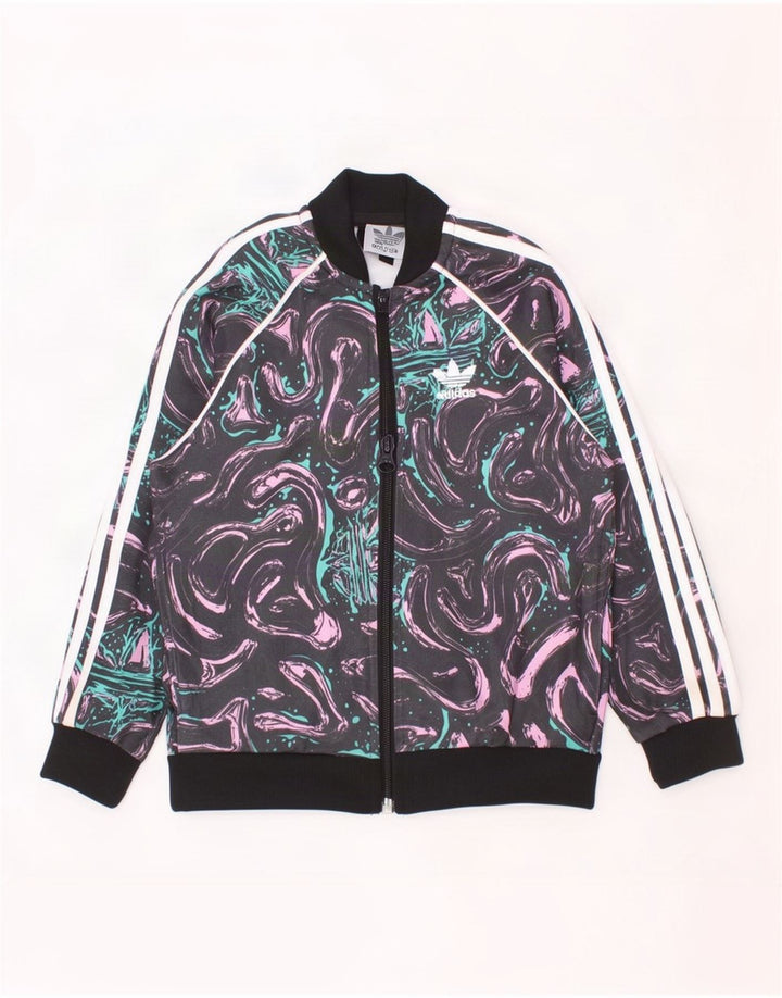 Adidas - Chaqueta de chándal con estampado abstracto para niña, 2-3 años, multicolor