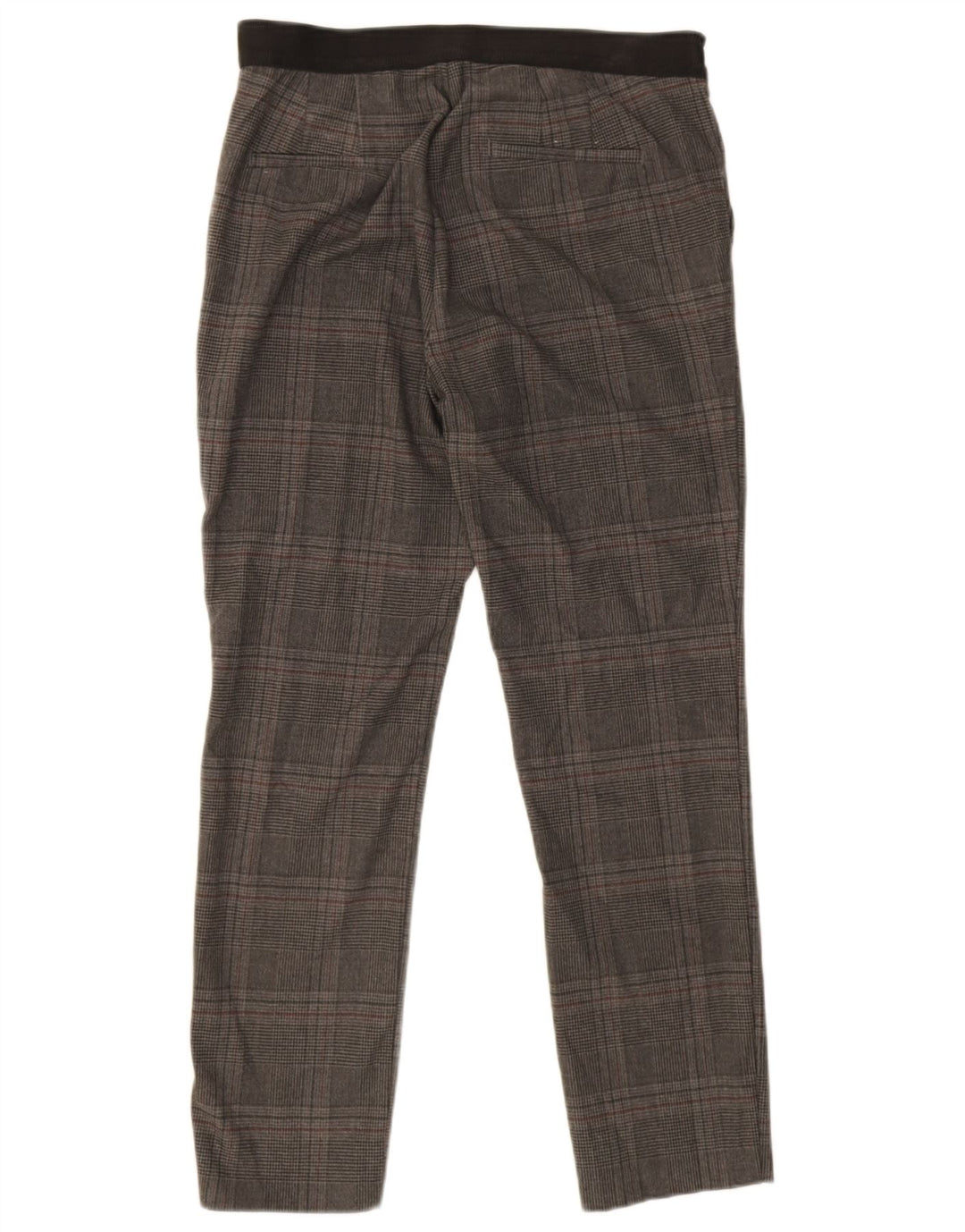 Zara Mujer Pantalón Chino Slim Medium W32 L26 Poliéster A Cuadros Gris