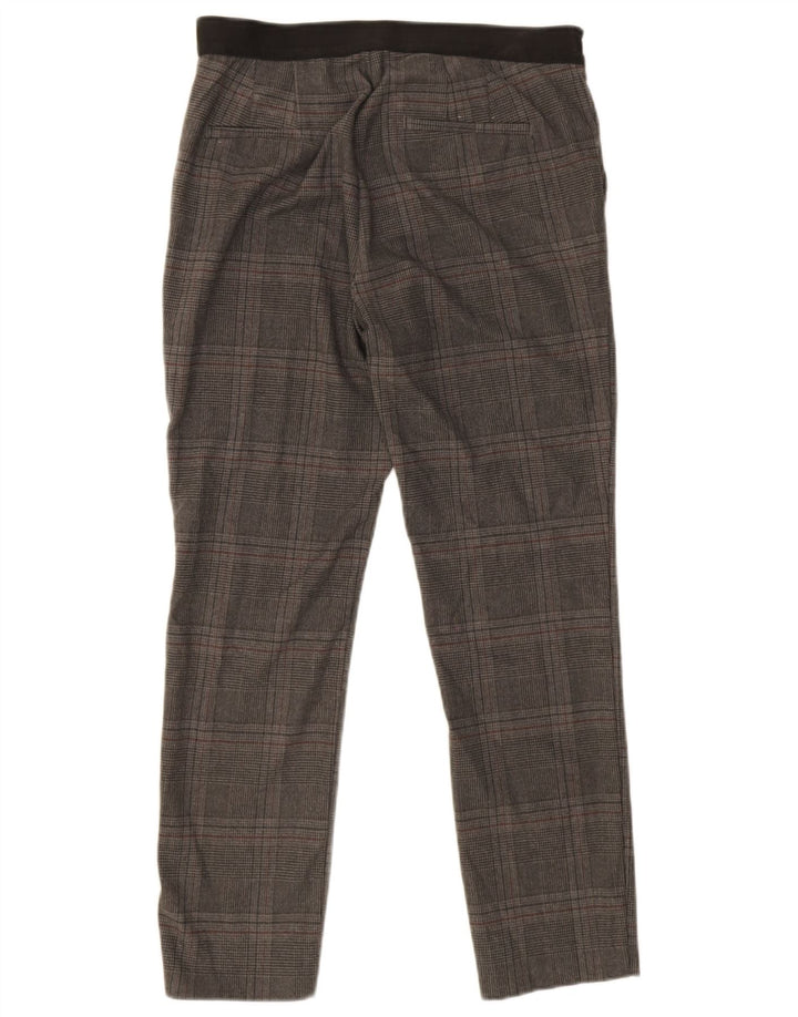 Zara Mujer Pantalón Chino Slim Medium W32 L26 Poliéster A Cuadros Gris