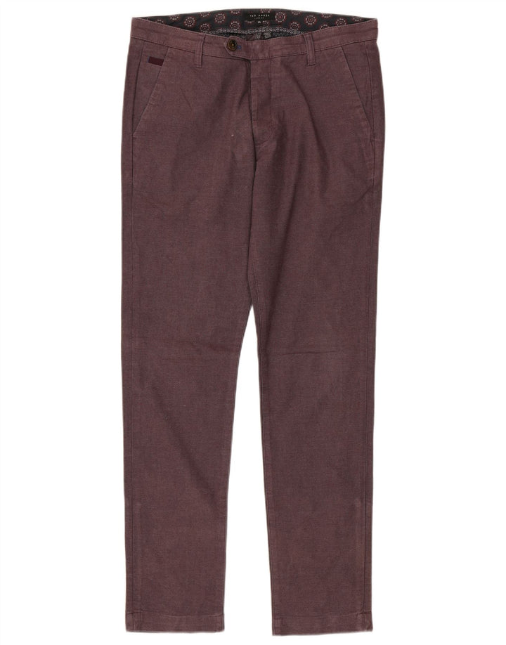 Ted Baker Pantalones de traje ajustados para hombre W32 L32 Algodón granate