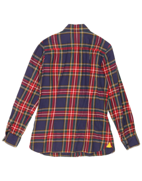 Tommy Hilfiger Camisa de franela para mujer US 8 Mediana Azul Marino Cuadros Algodón