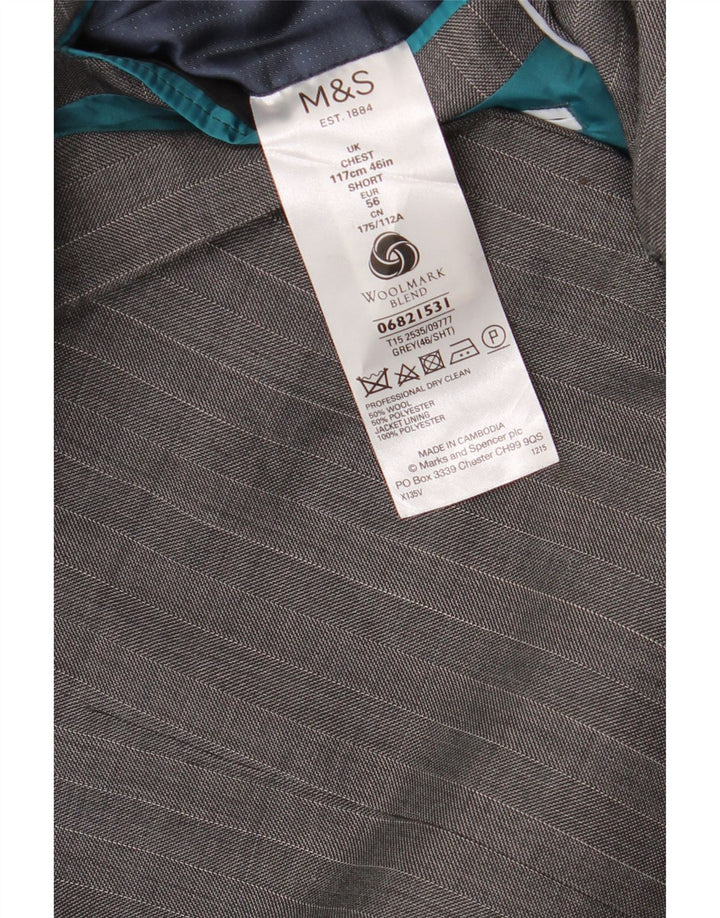 Marks & Spencer Chaqueta tipo blazer de 2 botones para hombre IT 56 3XL Lana gris a rayas