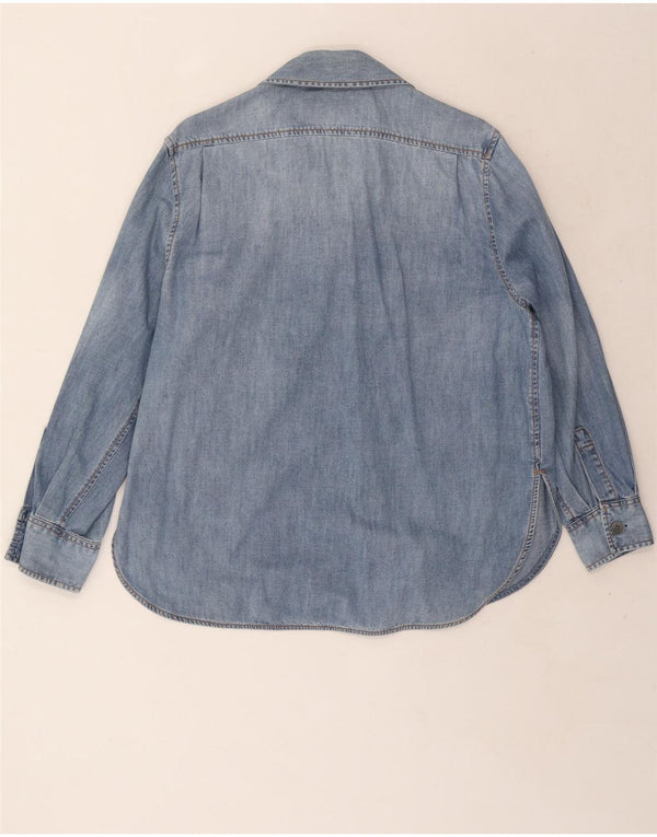 Replay Womens Oversized Denim Shirt UK 6 XS Blue Cotton