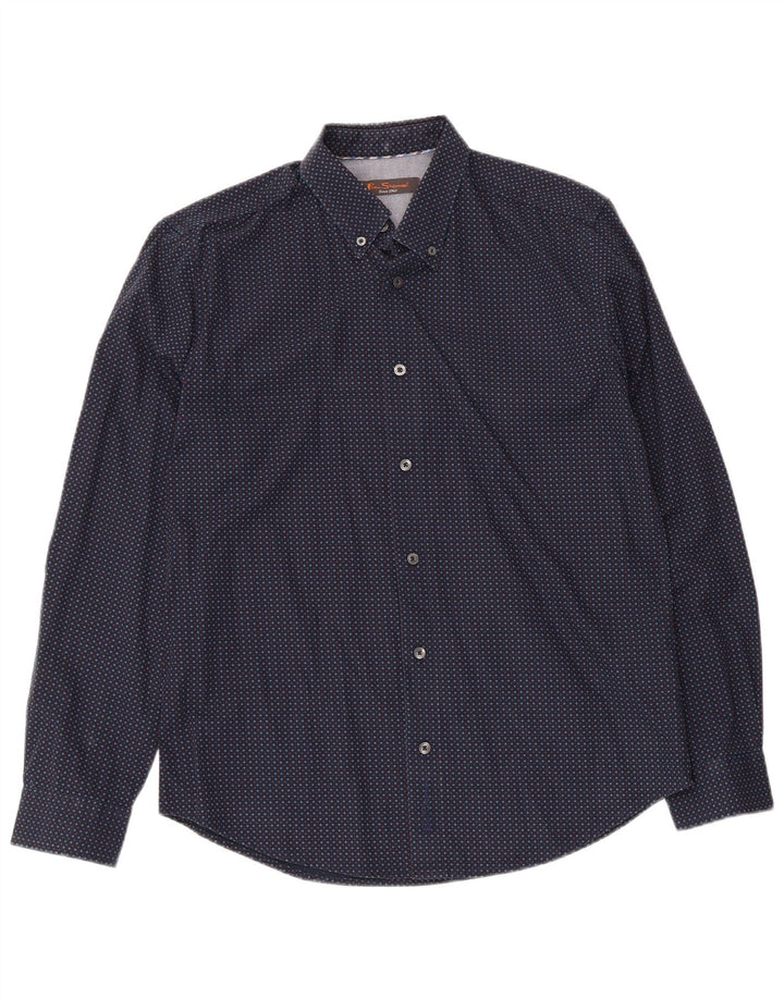 Camisa Ben Sherman para hombre de algodón con lunares azul marino mediano