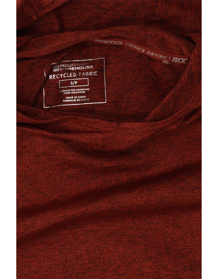 Mountain Warehouse Top con capucha para hombre, manga larga, poliéster moteado rojo pequeño