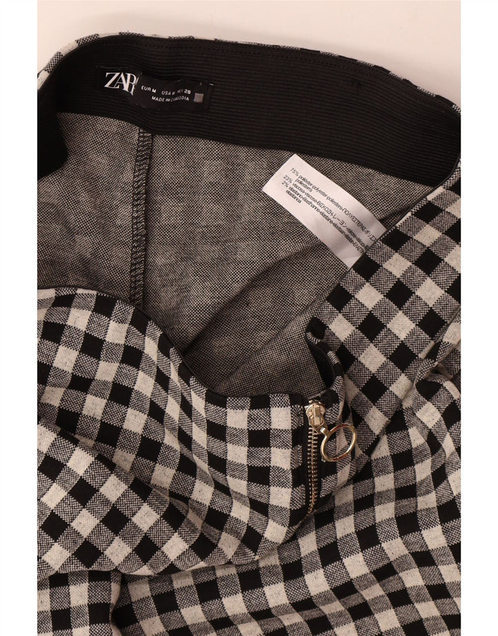 Zara Mujer Pantalón Casual Pitillo Mediano W28 L29 Poliéster Vichy Negro