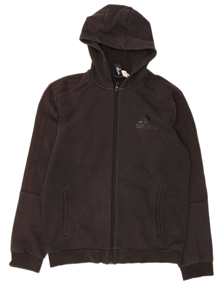 ADIDAS Suéter con capucha y cremallera para hombre Algodón negro mediano