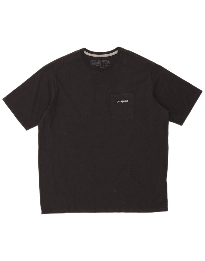 PATAGONIA Camiseta gráfica de ajuste regular para hombre Top grande de algodón negro