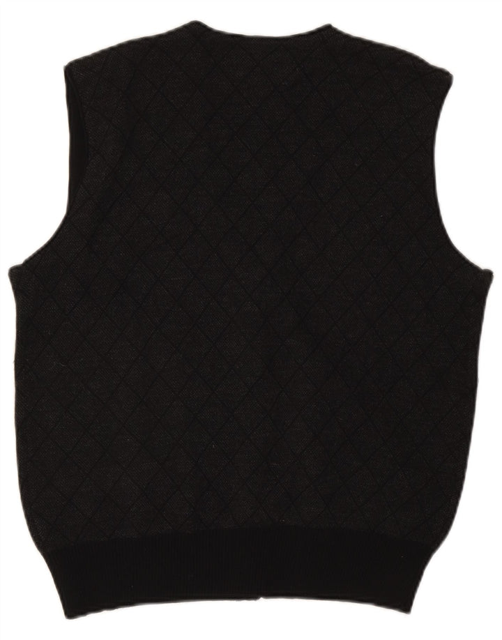 Paul & Shark Suéter tipo cárdigan sin mangas para hombre pequeño gris Argyle/Diamante