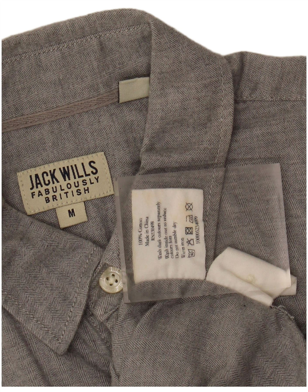 JACK WILLS Mens Shirt Medium Grey Chevron Cotton