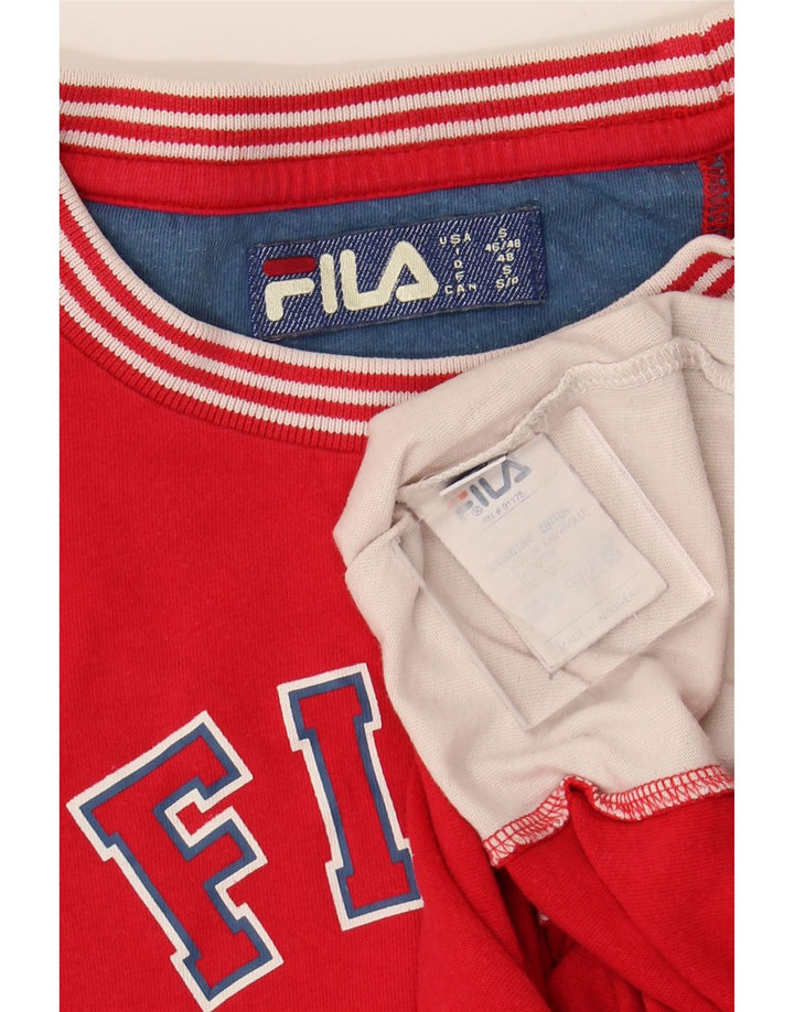 FILA Hombre Camiseta Gráfica Top Small Rojo Colorblock Algodón