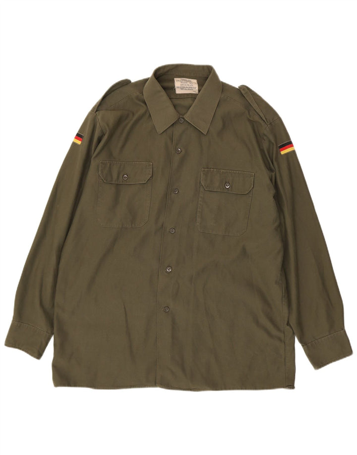 Camisa militar vintage para hombre Poliéster caqui grande